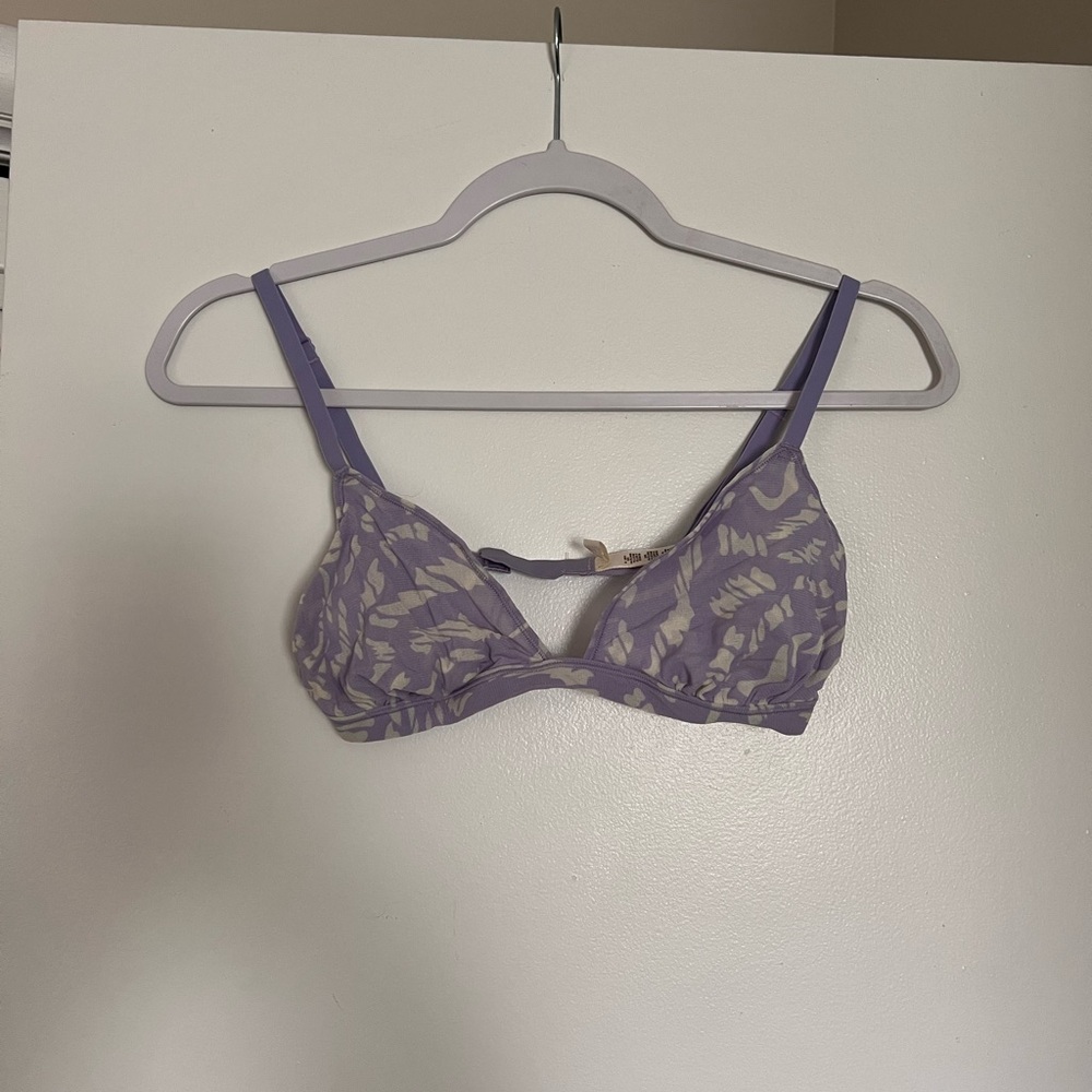 SKIMS Purple Printed Mesh Bralette - Women Intimates